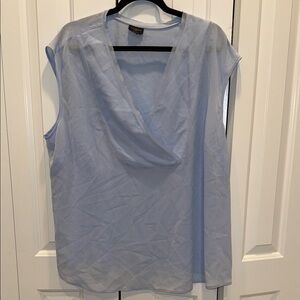 Talbots Light Blue Sleeveless Drape Blouse
